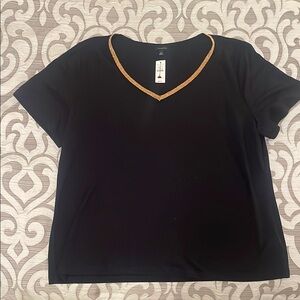 NWT Talbots Black Top with Gold Neckline Size XL